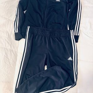 Adidas Black Tracksuit with White Stripes